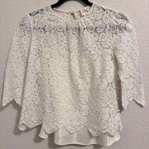 Milly of New York White Boxy Style Lace Blouse. Size 8.